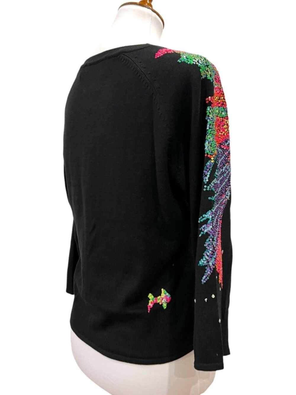 Michael Simon Vintage Sweater Small Y2K Cardigan Silk Art to Wear Fish Seascape - Picture 7 of 16